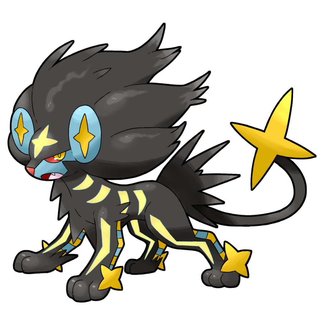 10 years later, in Alola, new Mega Evolutions have been discovered! So much electromagnetic radiation courses from this Pokemon's body, it resembles a star at night! Meet Mega Luxray!