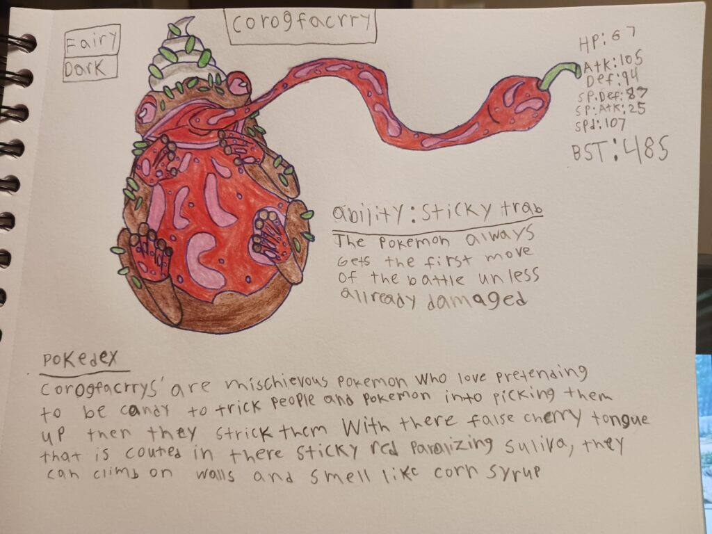 I've been told that my glass chocolate frog is a cute and well built fakemon but is too realistic looking, what could I do to make it more pokemon like?