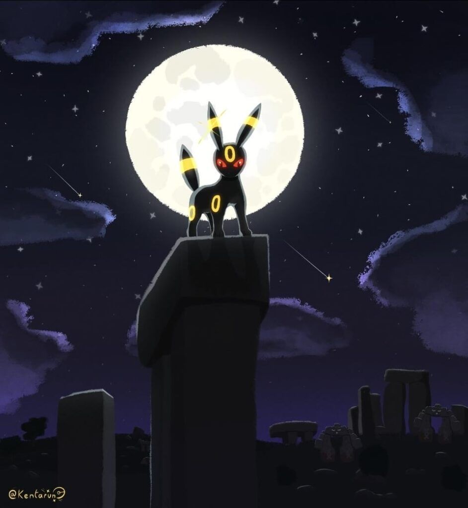 [OC] Umbreon art and card I made