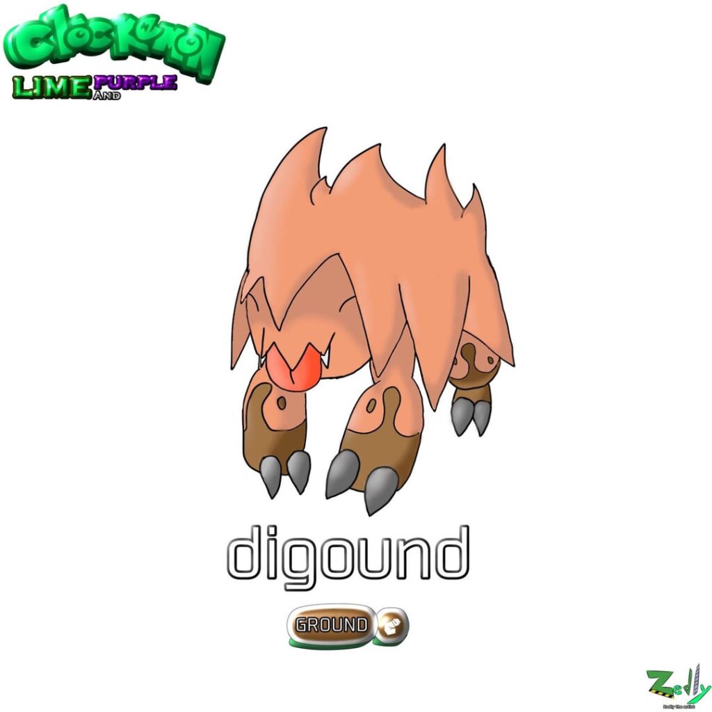 Clócemon lime and purple - digound line