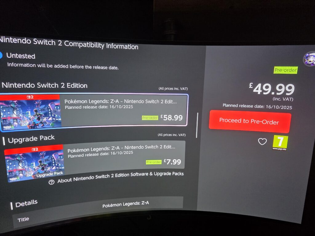 Pokemon ZA is cheaper to buy the switch 1 version and then the upgrade pass rather than just pay for the switch 2 edition (in the UK)