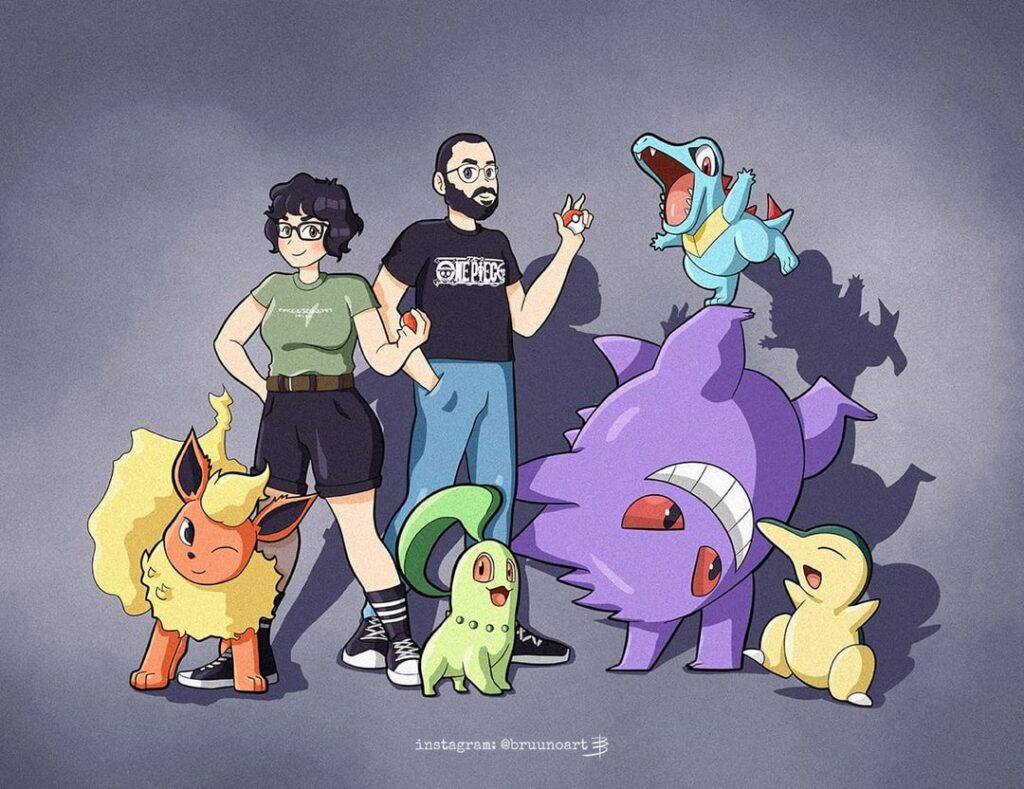 I draw Pokémon trainers with their favorite buddies!