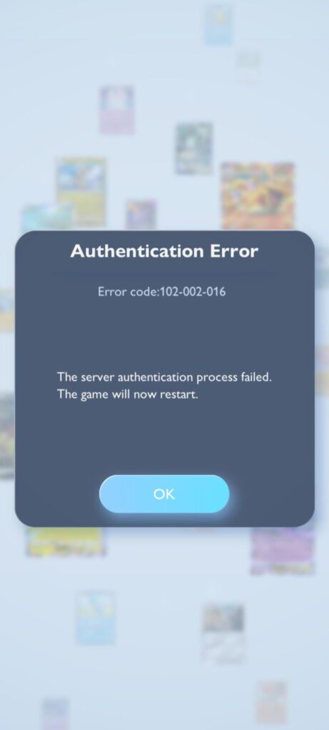 Pokemon tcgp error