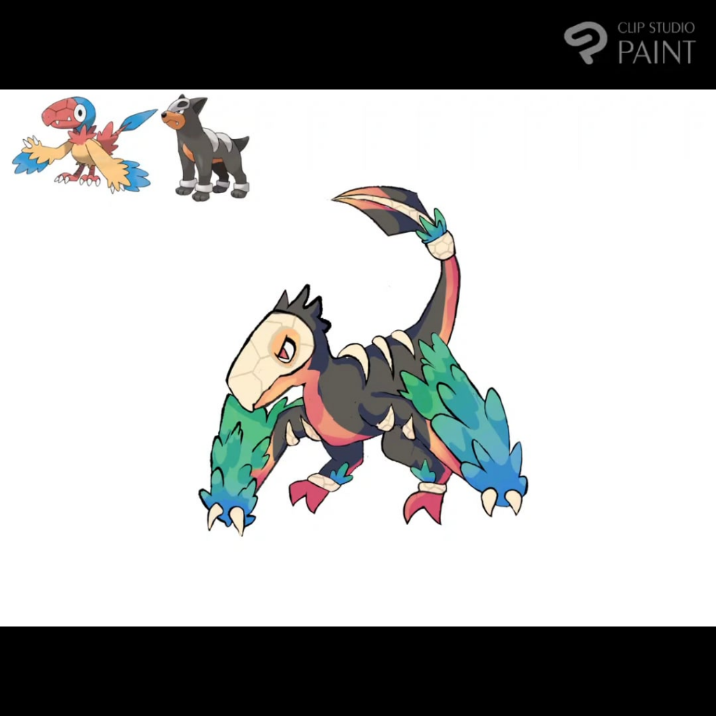 (OC) Randomized two pokemon to combine, liking how it's turned out so far!