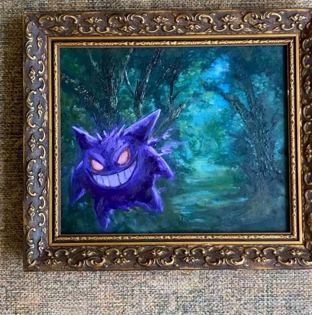 [OC] my Gengar oil painting