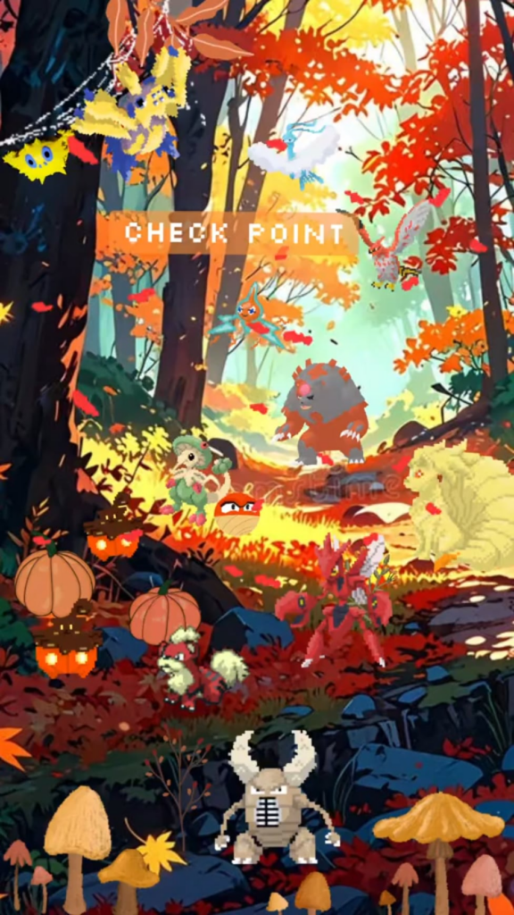 Made a cute autumn theme pokemon scene on titkok