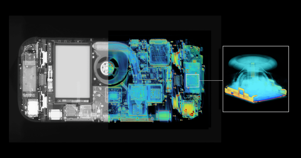 CT scans showing the inside of the Switch 2 and Joy-Cons