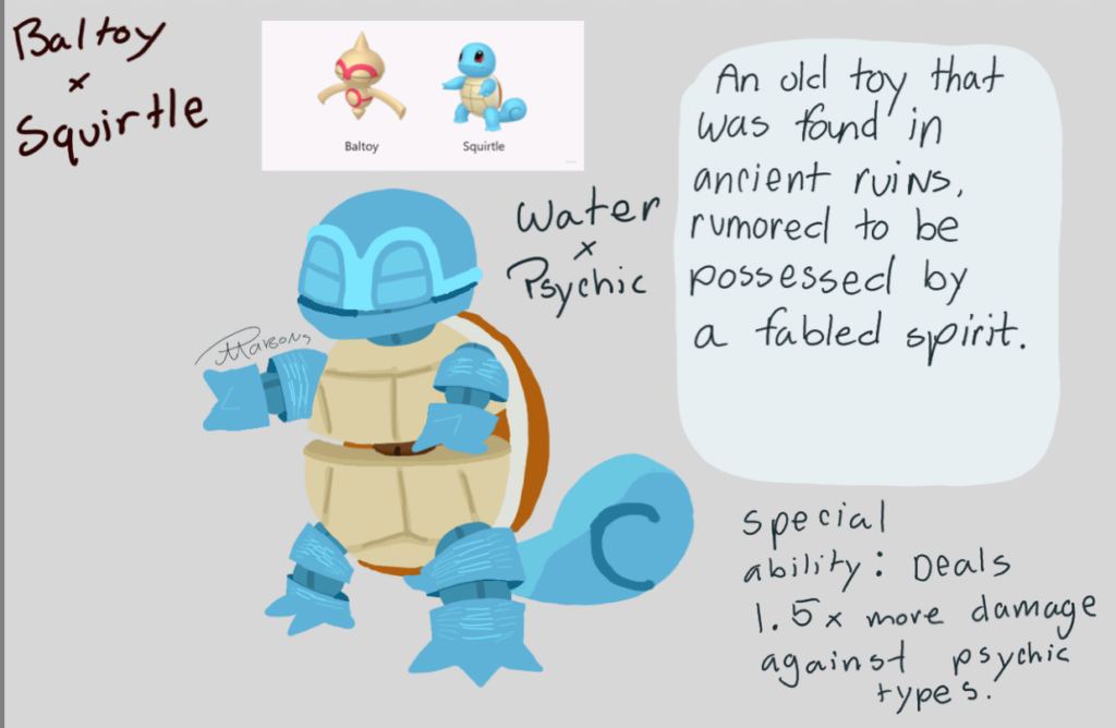 Pokefusion (Art by me!) Baltoy x Squirtle