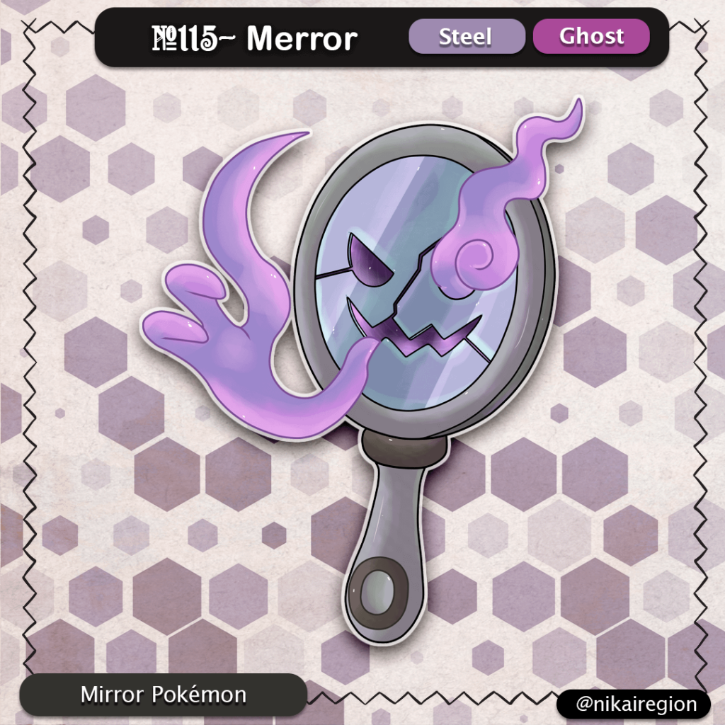 Mirror Ghost Fakemon - Steel/Ghost Pokemon - Ungaikyo Yokai Japanese Pokémon - @nikairegion
