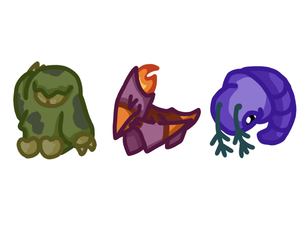 The starters I made for my new fanmade Legends game concept based on the prehistoric era! Who are you choosing?