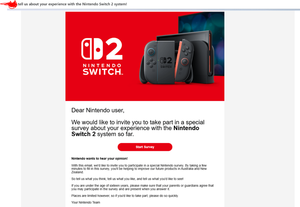 Official surveys are being sent out to Europe/UK/Australia users