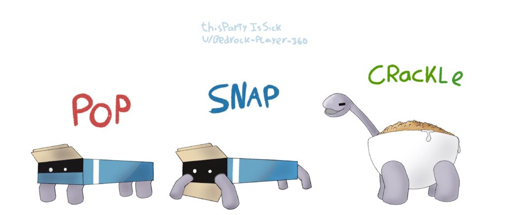 Crackle the cereal Pokemon and evolution line [oc]