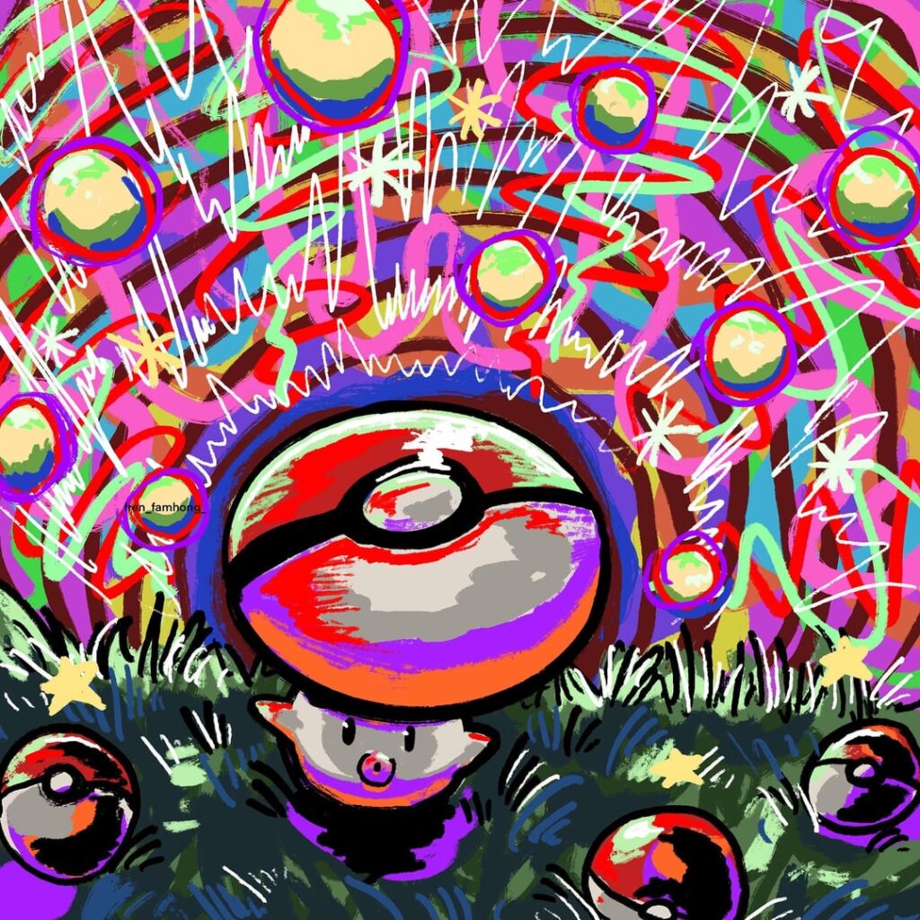I love drawing random Pokémon’s fanart just to try new styles (OC)