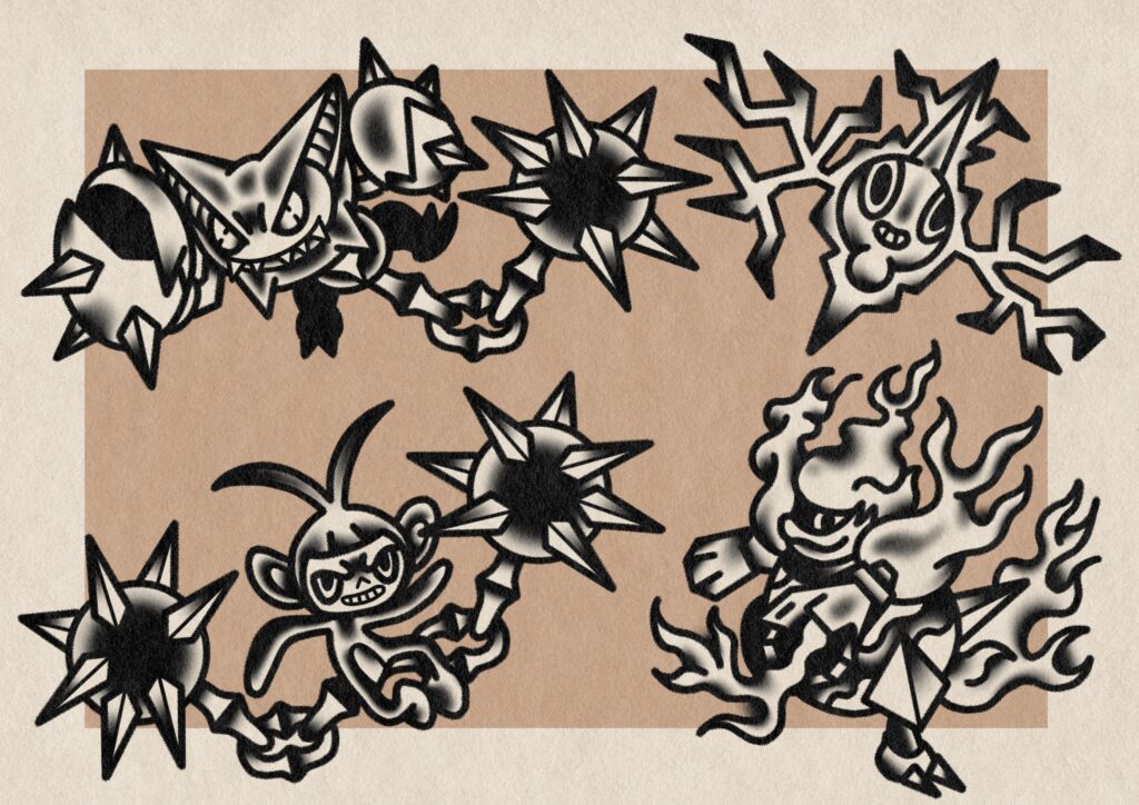Flash sheet for my tattoo apprenticeship, Gen 4 Edition🩸