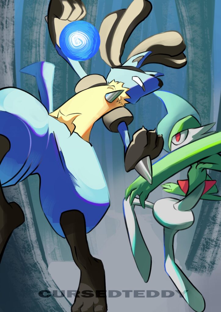Lucario v gallade  (cursedteddy on insta)
