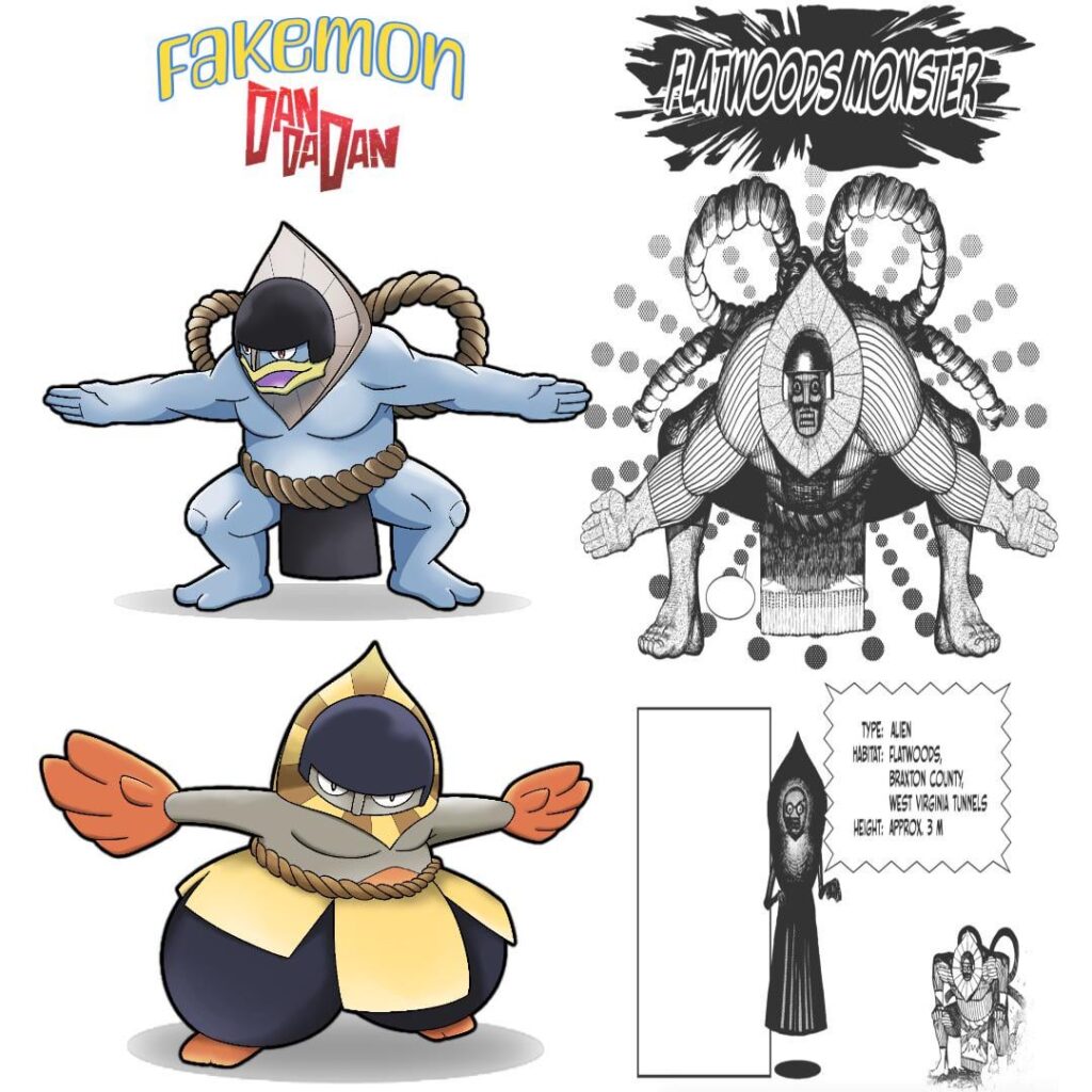 Which fakemon better represents the Flatwood alien from Dandadan? Makuhita alternate evo or Machoke alternate evo?