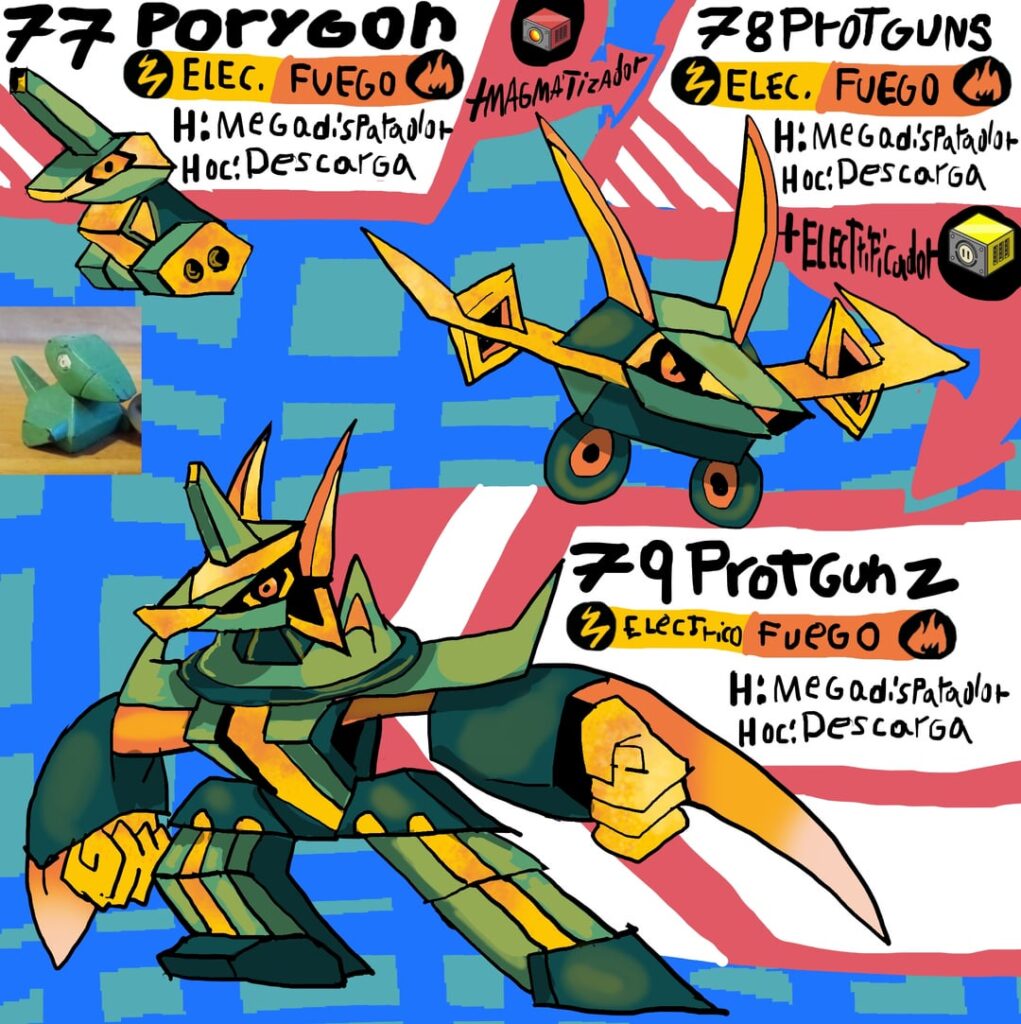 Encontré esta versión mal coloreada de porygon entre mis viejos juguetes así que le hice una forma regional inspirada en tanques de guerra aviones de combate y robots gigantes