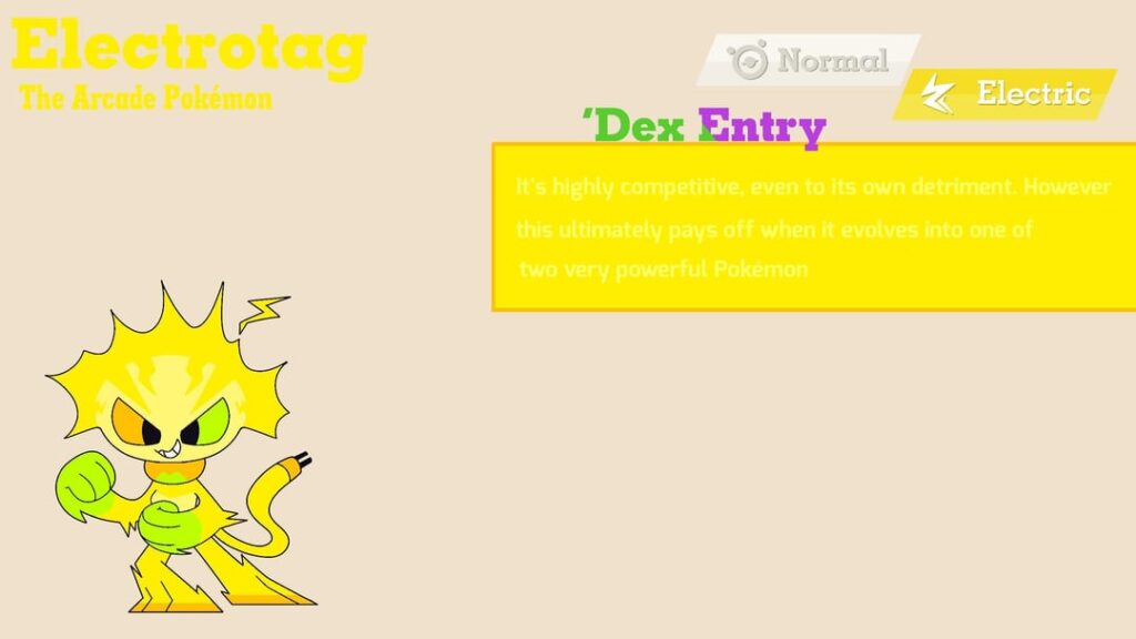 A Split evolution for a video game inspired Pokemon