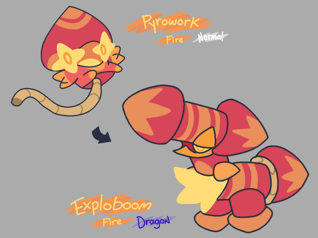 Meet Pyrowork and Exploboom! Based on Fireworks! ( Object Fakemon )