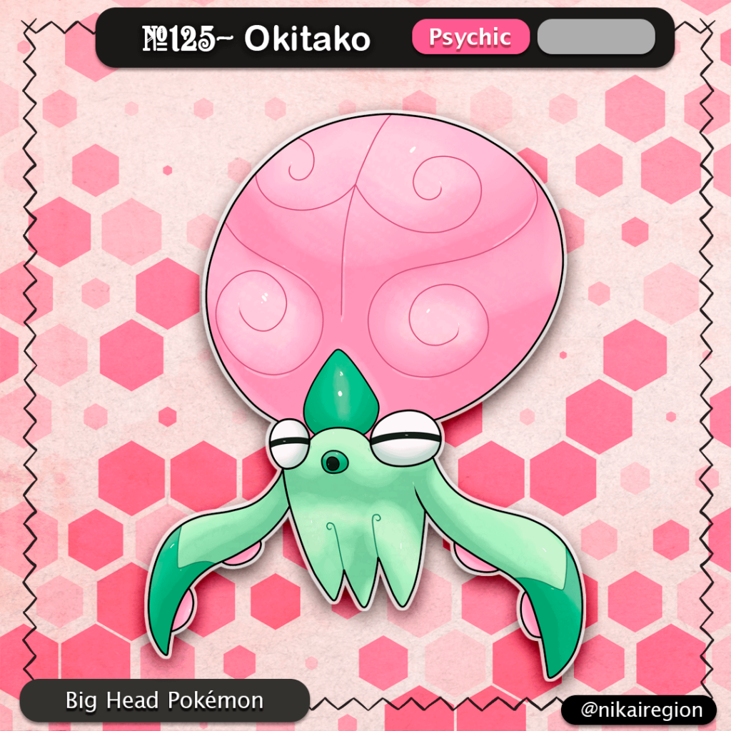 Big Brain Octopus Pokémon - Psychic Type Fakemon Japanese Region - @nikairegion