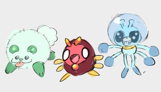 Sneak peak of the starters of my new project, pokemon Nook and Pokemon Cranny. here’s the first stages and the initial evo sketches