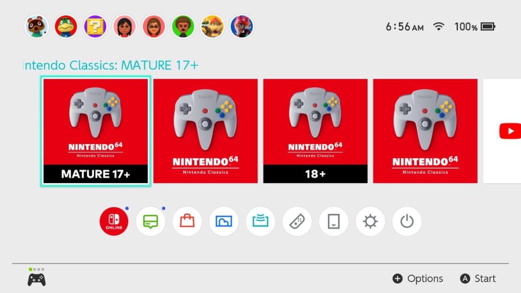 All four N64 apps (English and Japanese regular and mature) have been updated to say "Nintendo Switch Classics" on Switch 1