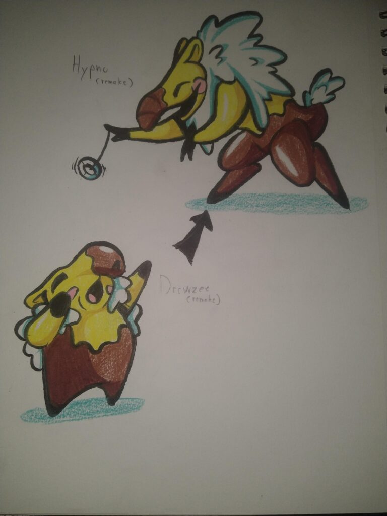 Drowzee and hypno remakes I did I'm very proud of the designs, I had a lot of fun making them and I feel they deserve some alternate Pokedex entrys