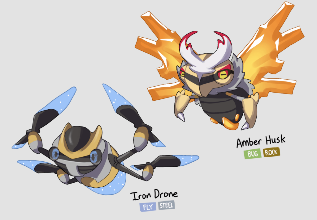 [OC] Paradox Ninjask and Shedinja - Iron Drone and Amber Husk