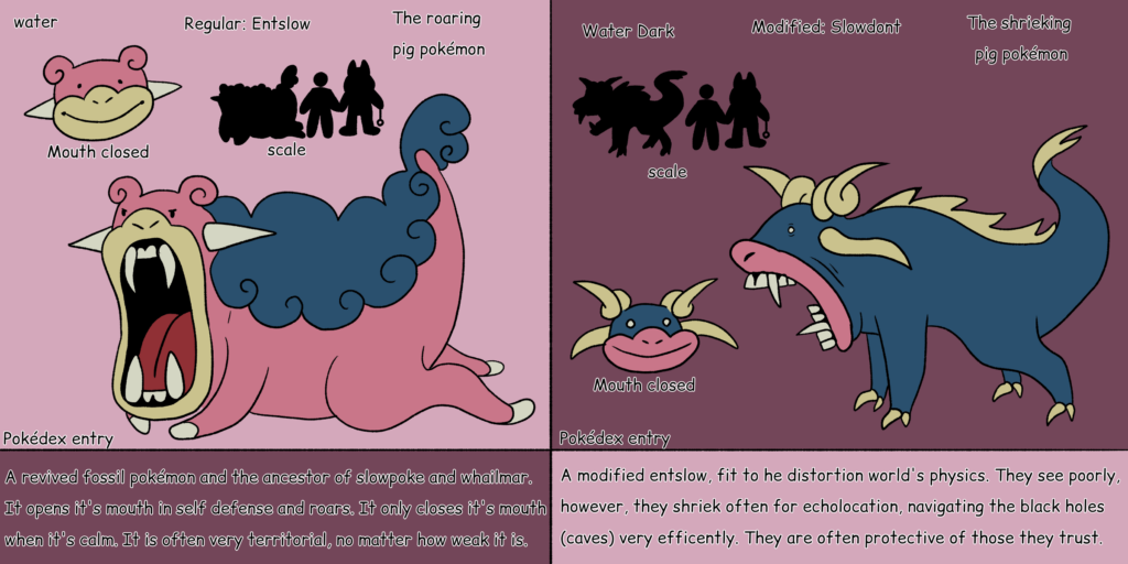 Two fakemon based off of the entelodont, credit to u/UncomfyUnicorn for the idea.