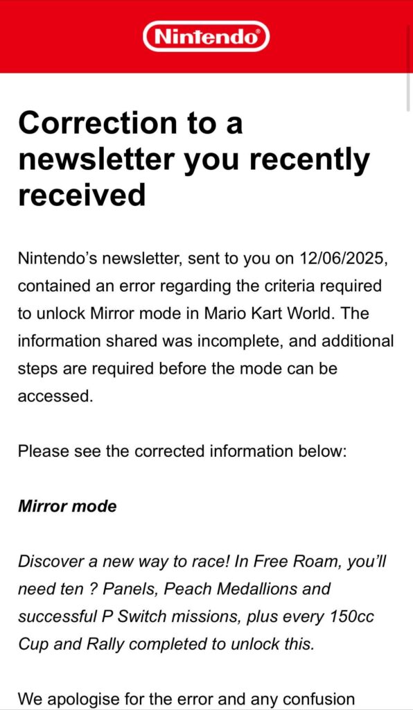 Even Nintendo not sure how to unlock mirror mode..