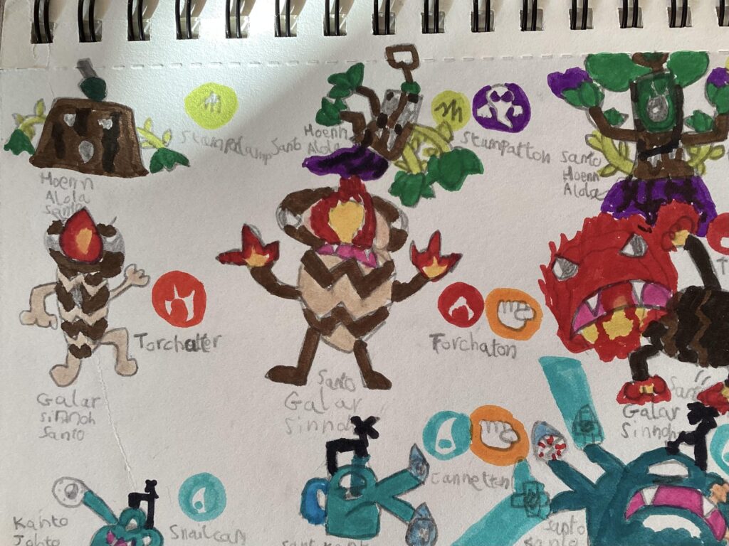 My little brother made some fakemon!