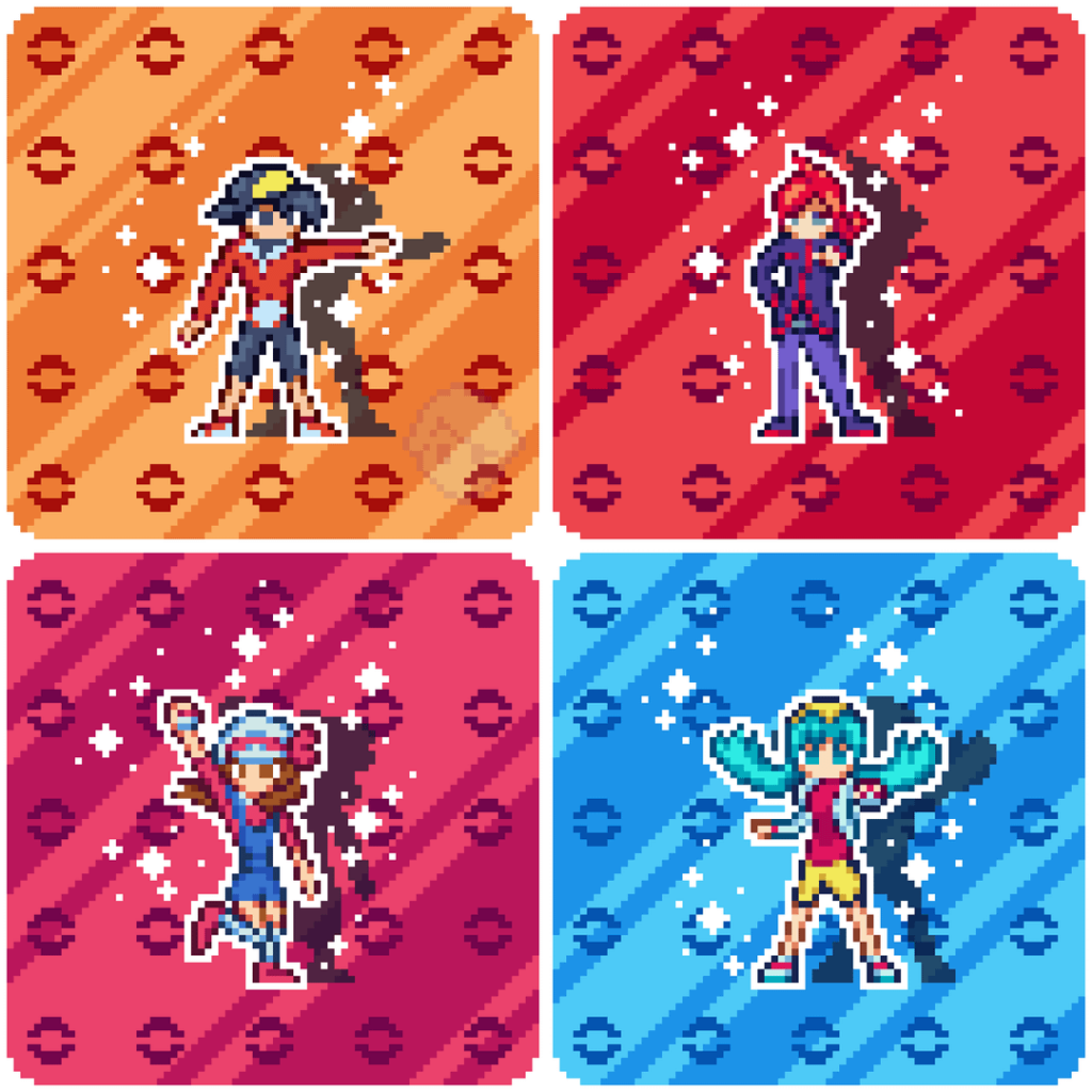 Johto characters pixel art!!!