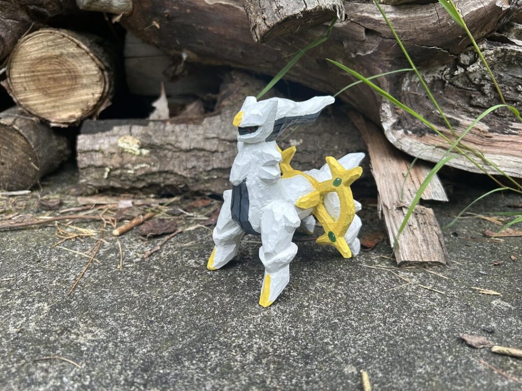 I carved arceus out of wood with a knife!