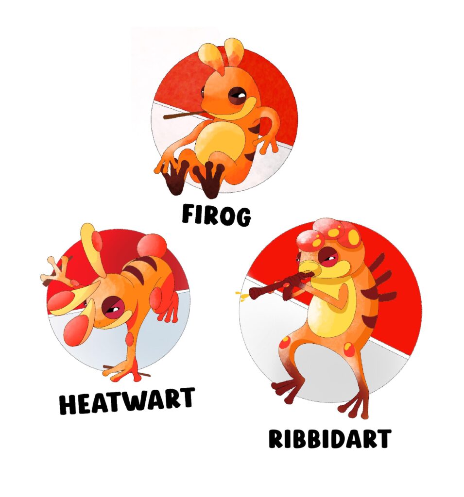 Finished the fire dart frog evolution line