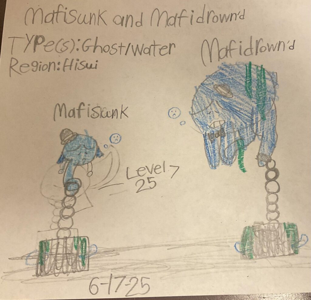 Meet Mafisunk and Mafidrown’d! Two Ghost/Water type fakemon who have slept with the fishes!