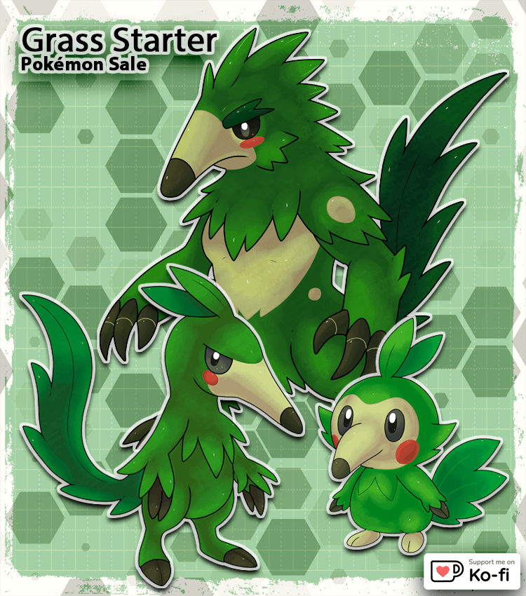 Grass Anteater Starter Pokémon - Tamanduá/Capelobo Brazilian Grass Fakemon Starter - @nikairegion