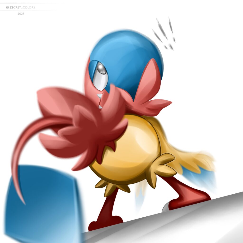 Cautious Archen, anticipating for incoming attacks