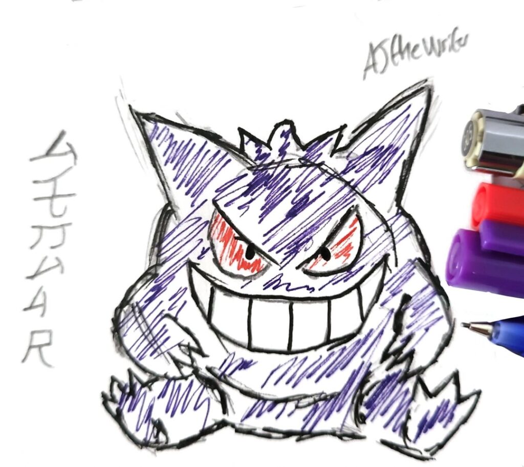 I drew Gengar, Mega gengar and Klink! Art by me.