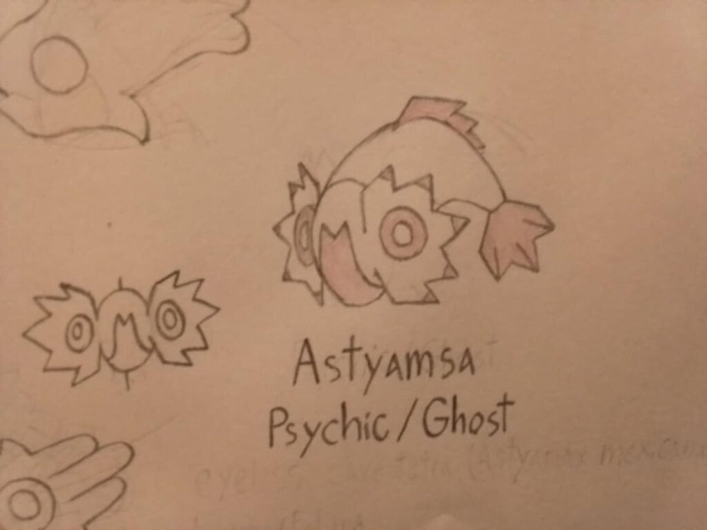 Pokémon based on eyeless cave fish (+plus magikarp regional and concept art)