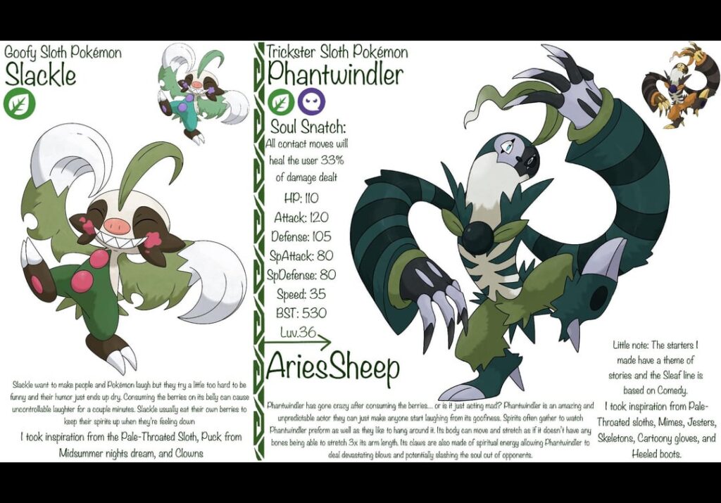 These were my submissions for Truegreen7’s Fakemon contest! I’m a little bummed My Fire and Water starters didn’t make the video (unless I skipped them lol) But I’m sooo happy my grass guy got 4th! I’m hoping to do more in the future as I try to improve my artwork!