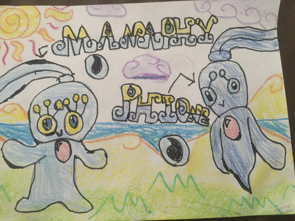 [OC]Drawing of Sea Guardians(Both Manaphy & Phione,on Image 1),Meloetta(both Aria Form and Pirouette Form,On Image 2) and Suicune(On Image 3