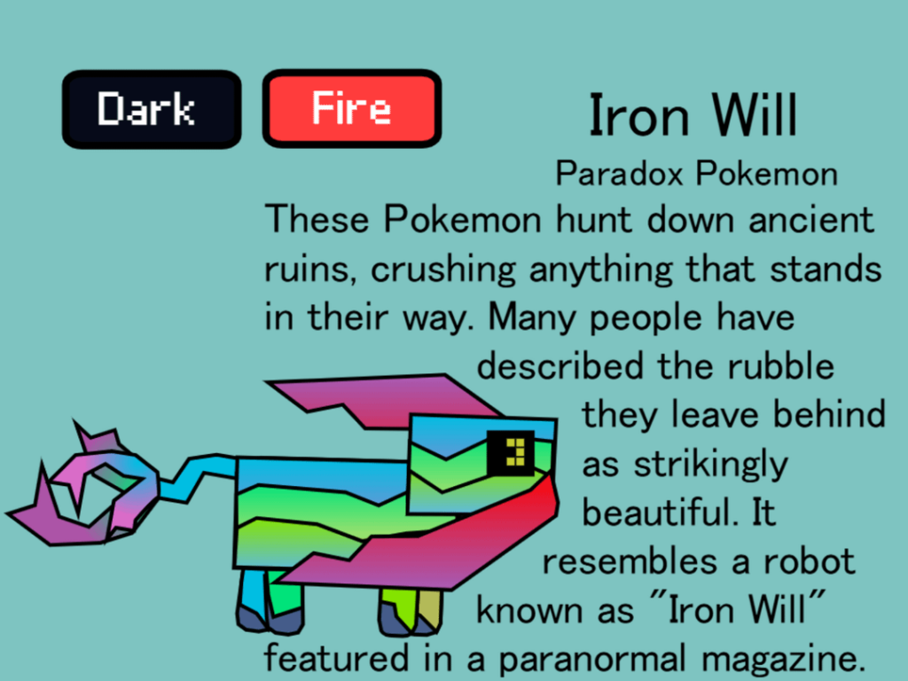 Does this look enough like a Pokemon? (Non-paradox variant for comparison)