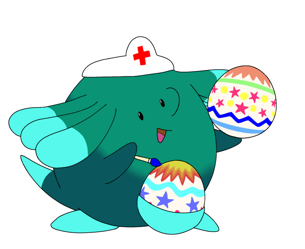 [OC] My Chansey-sona paints his eggs for Easter