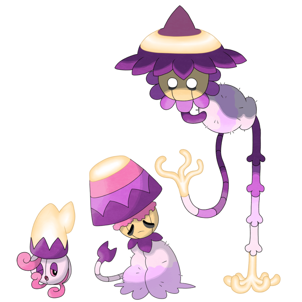 A crossbreed mons I made for a contest! Seepy > Budrowsy > Disturbloom