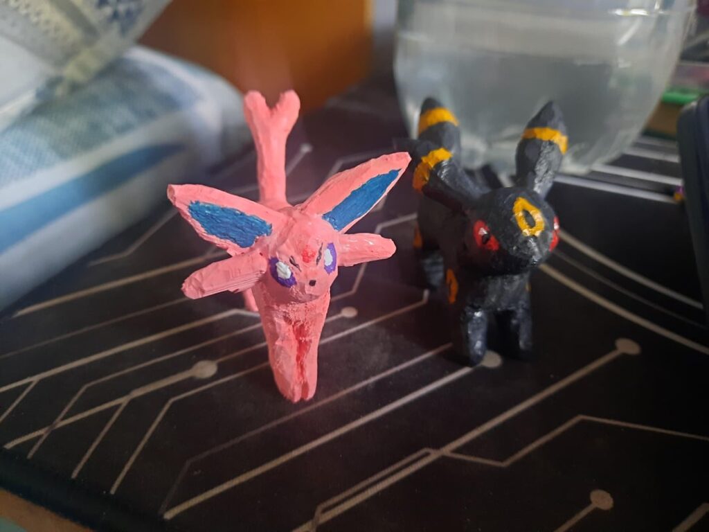 This Umbreon and Espeon I carved for some coworkers