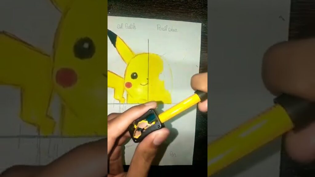One drawing but 4 different colours #pikachu #pokemonmasters #tutorial #trend #trending #shorts