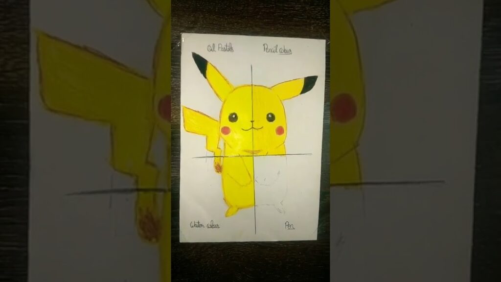 One drawing but 4 different colours #pikachu #pokemonmasters #tutorial #trend #trending #shorts