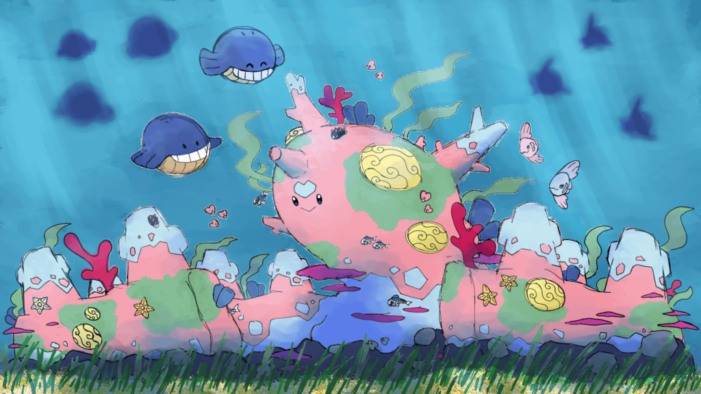 Did a "one-of-a-kind" form of corsola for a contest, i present to you, safe haven corsola!