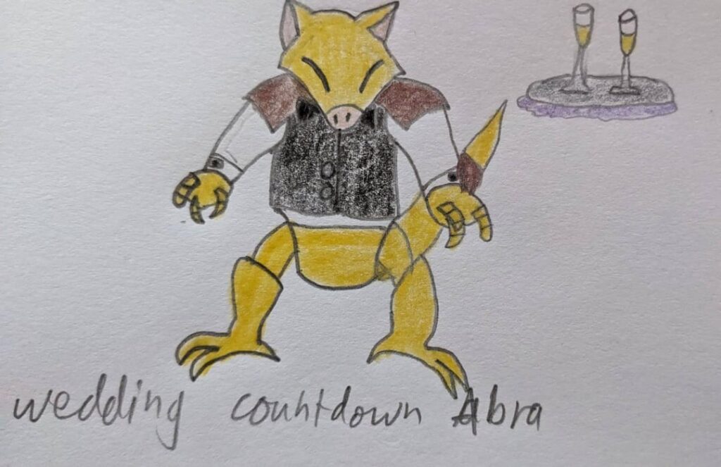 Abra line as psychic wait staff for the wedding
