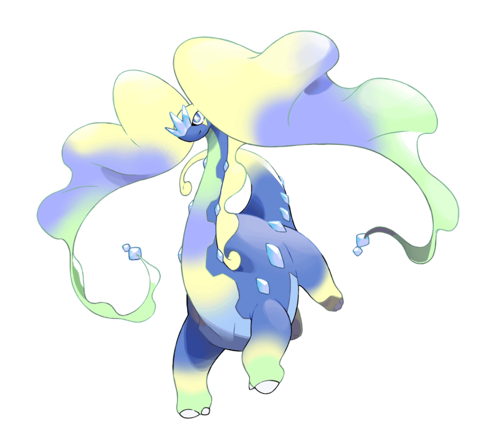 10 years later, in Alola, the driving snow reveals the true form of an ancient Kalosian giant. Introducing: Mega Aurorus